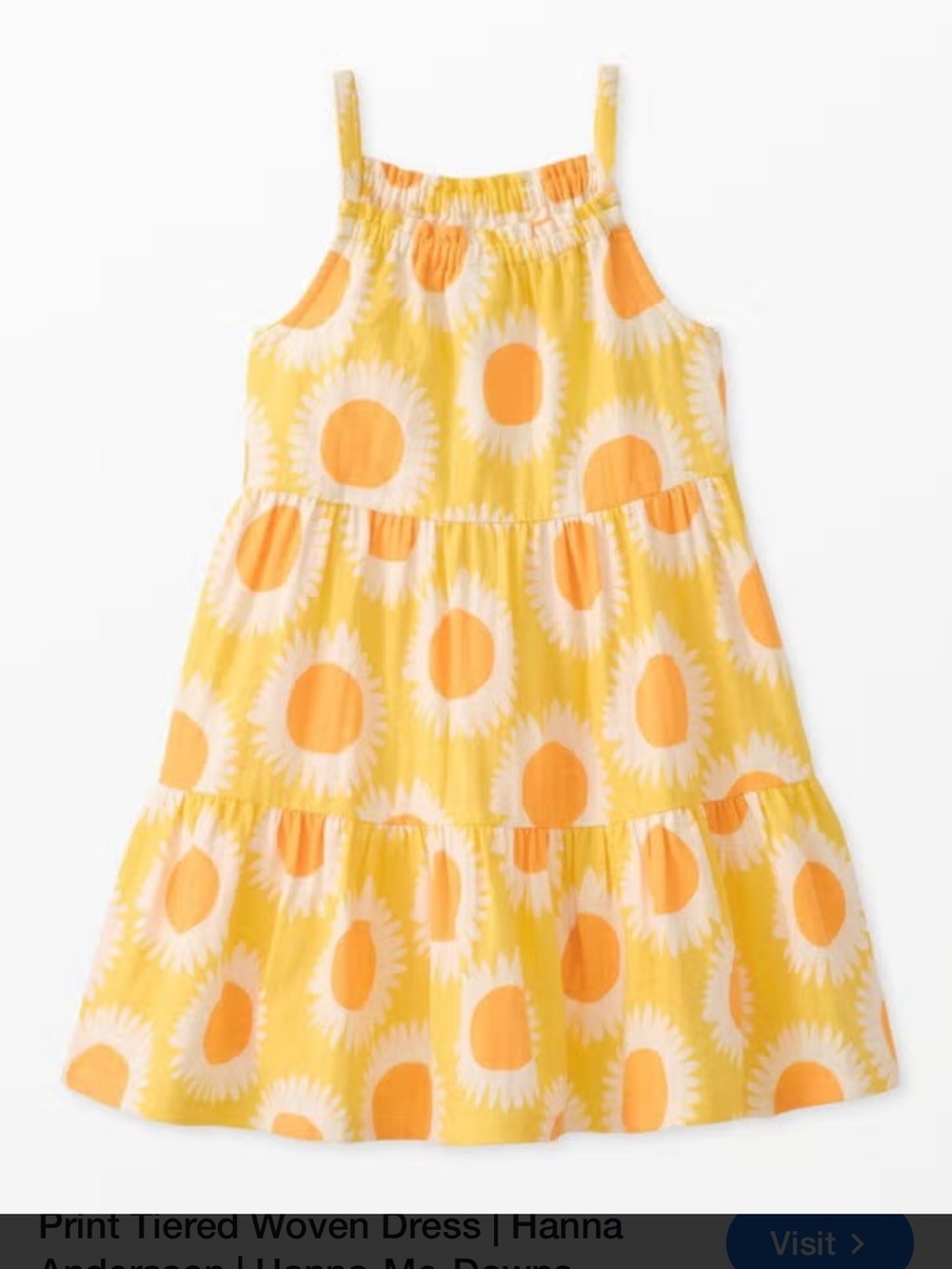 HANNA ANDERSSON Girls MUSLIN TIERED TWIRLY SUNNY SUNFLOWERS SUN DRESS Size 10